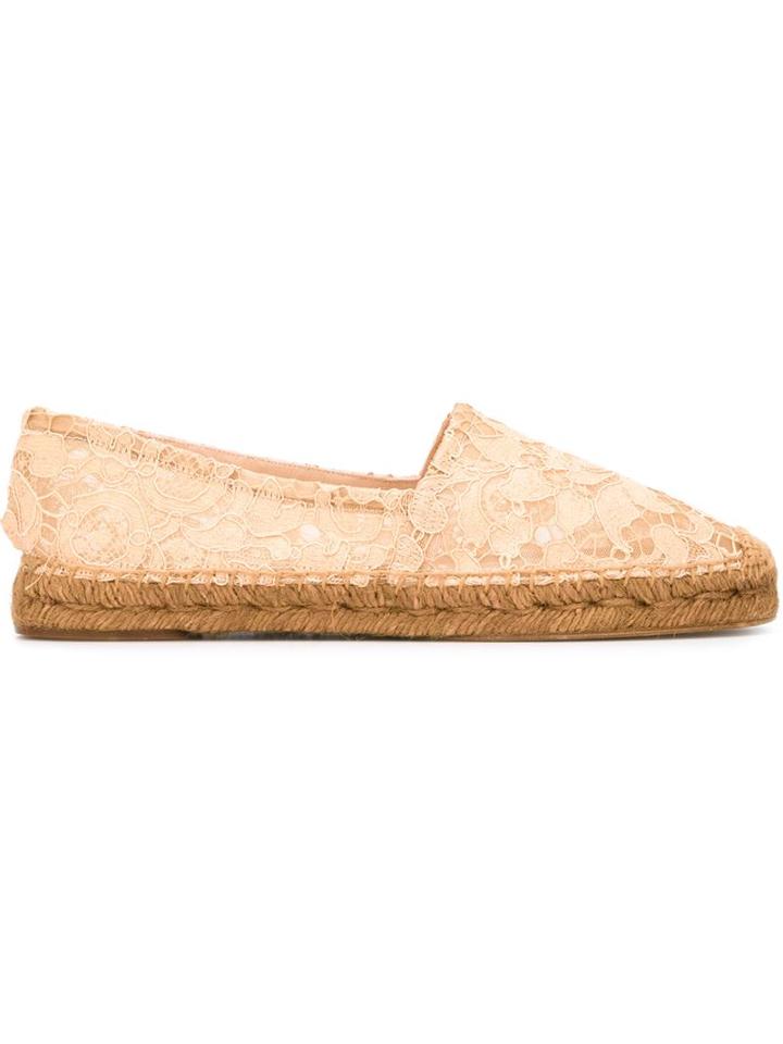 Dolce & Gabbana Lace Espadrilles, Women's, Size: 38, Nude/neutrals, Viscose/leather
