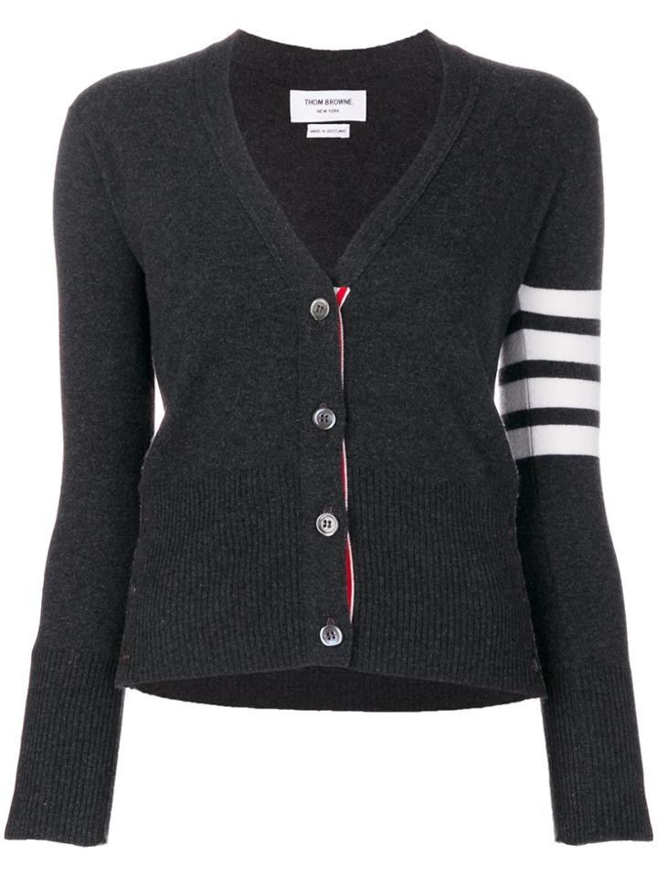 Thom Browne Classic V-neck Cashmere Cardigan - Grey