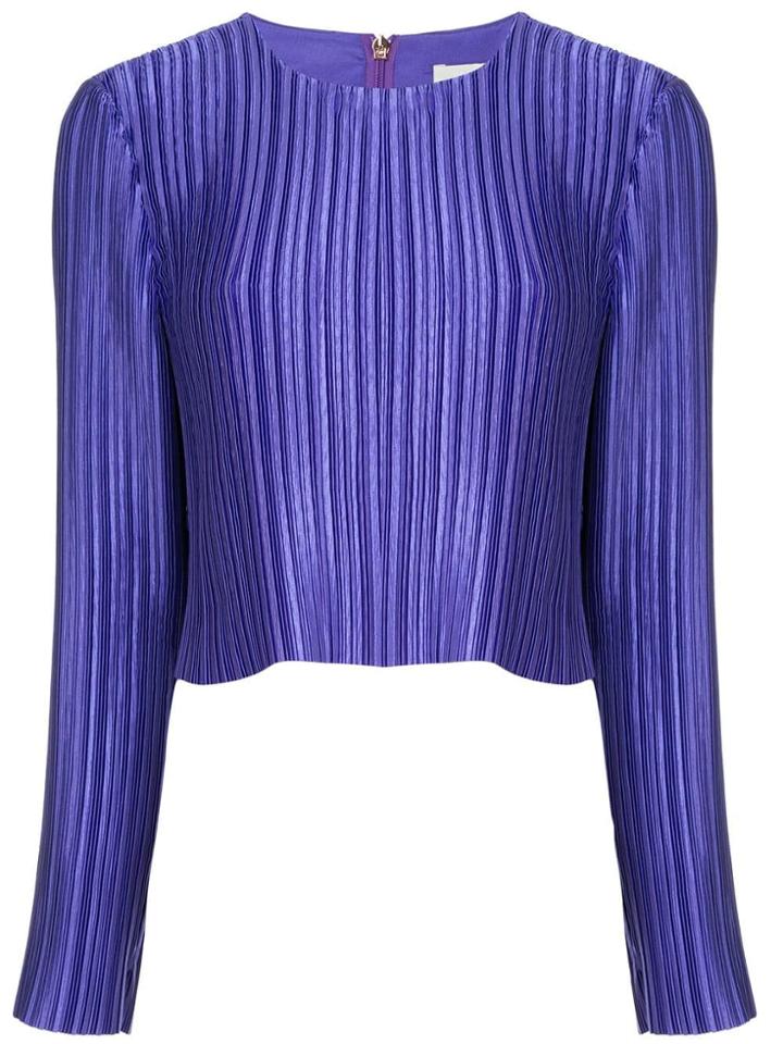 Tibi Plisse Crop Top - Purple