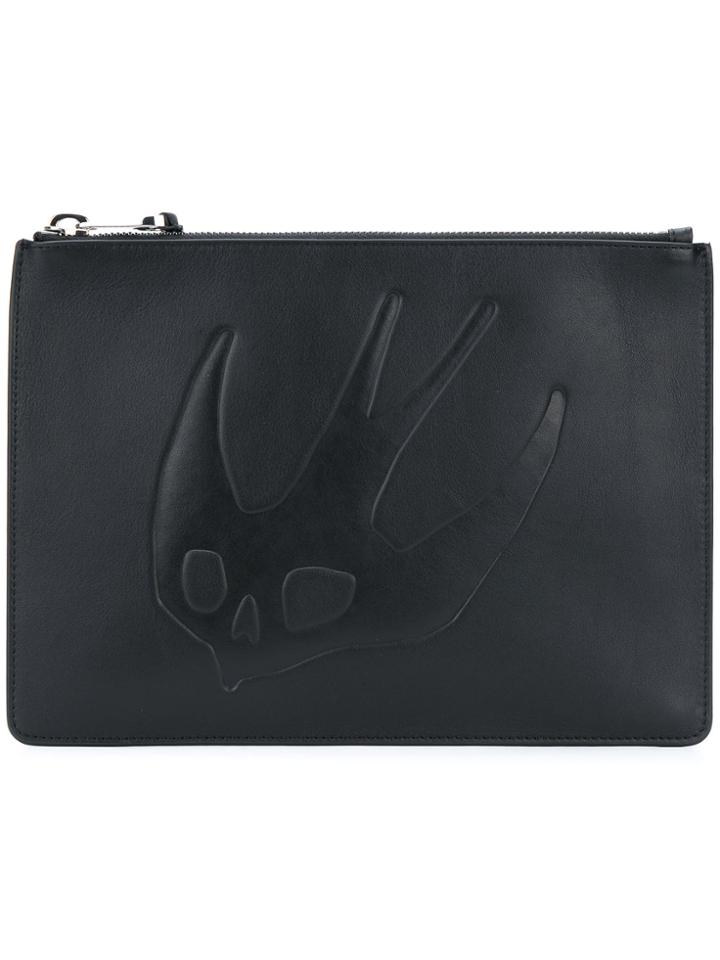 Mcq Alexander Mcqueen Swallow Motif Clutch - Black