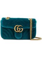 Gucci Marmont Gg Velvet Shoulder Bag - Blue