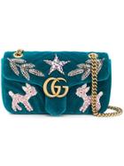 Gucci Gg Marmont Embellished Shoulder Bag - Blue