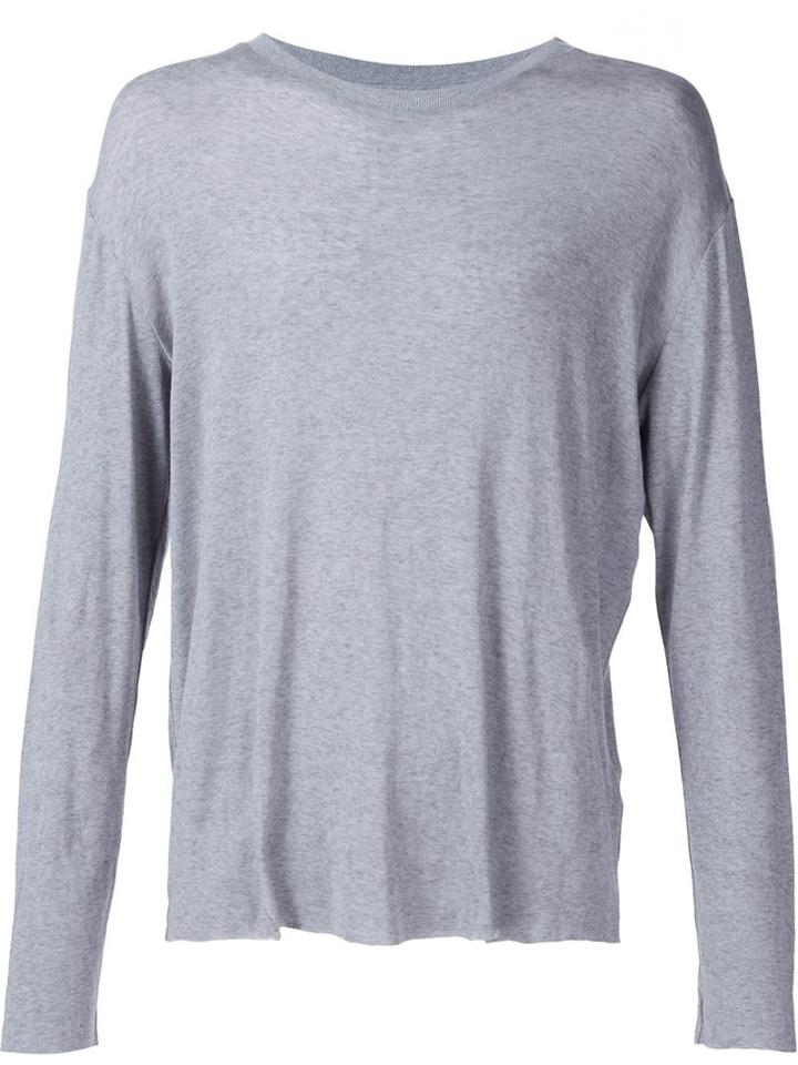 Amiri Extra-long Sleeve T-shirt, Men's, Size: Medium, Grey, Cotton/cashmere