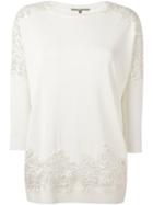 Ermanno Scervino Lace Panel Jumper, Women's, Size: 46, White, Silk/polyamide/polyester/viscose