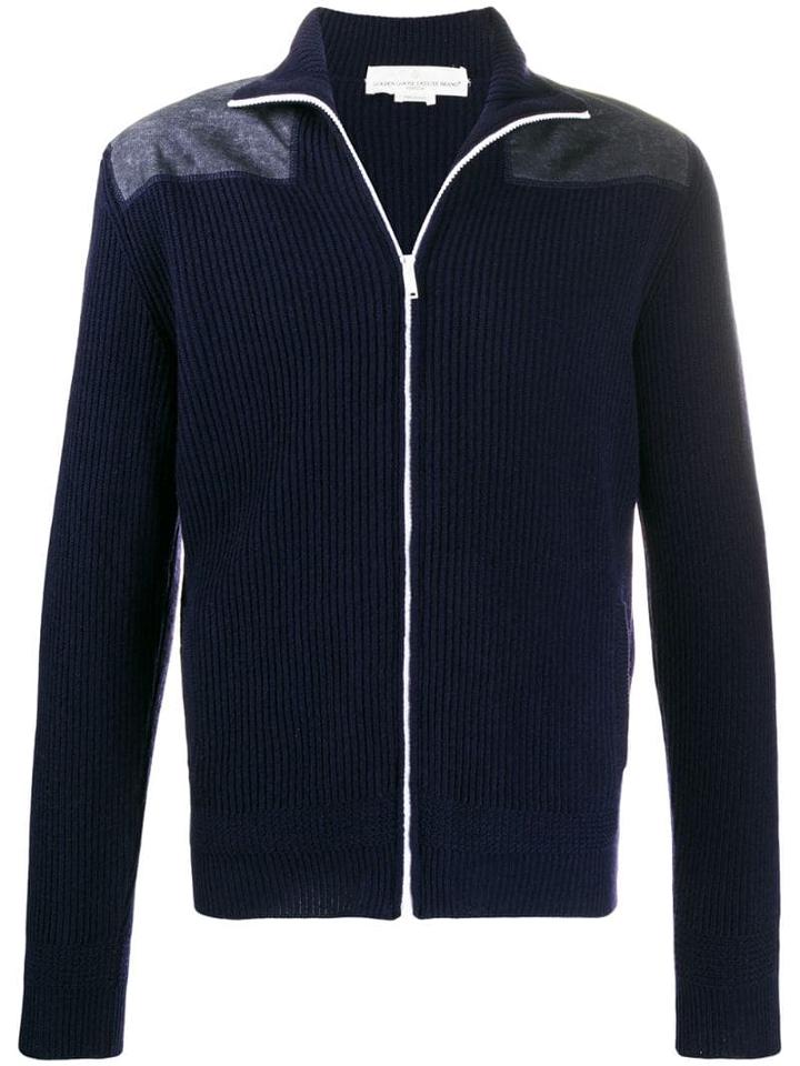 Golden Goose Contrast Panels Zipped Cardigan - Blue