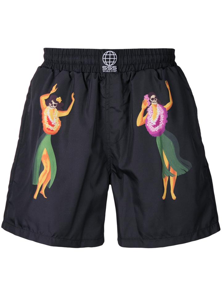 Sss World Corp Relaxed Fit Swim Shorts - Black