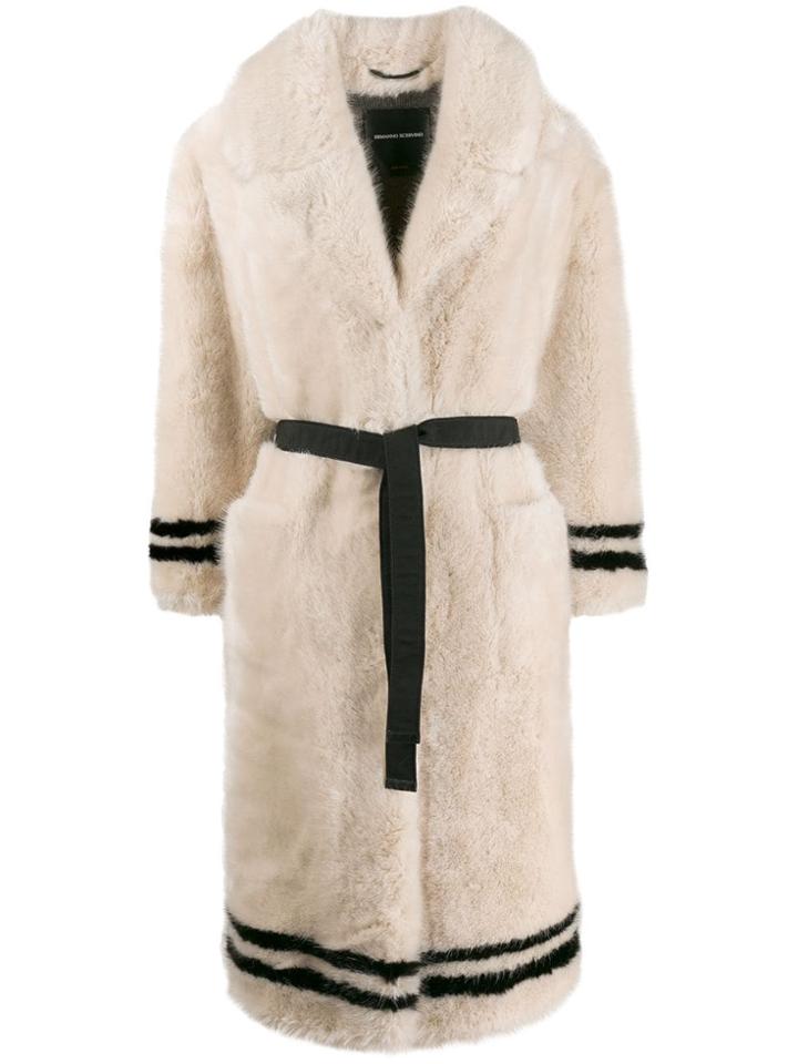 Ermanno Scervino Belted Faux-fur Coat - Pink