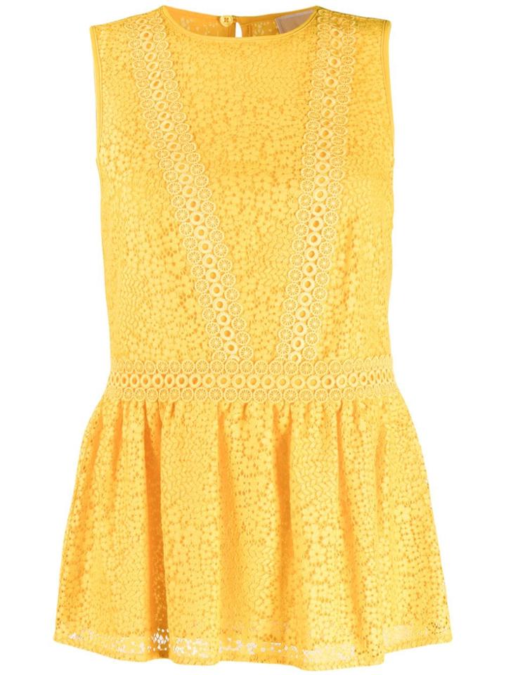 Michael Michael Kors Geometric Floral Lace Top - Yellow