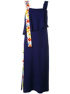 Msgm Long Floral Strap Dress, Women's, Size: 44, Blue, Viscose/acetate