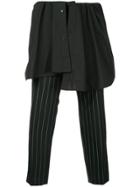 Juun.j Layered Pinstripe Trousers - Black