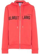 Helmut Lang Red Campaign Print Cotton Zip Hoodie