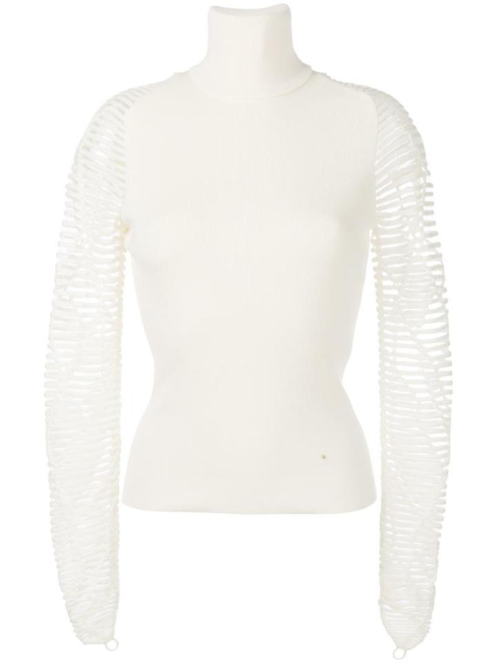 Esteban Cortazar Sheer Ribbed Sleeve Jumper, Women's, Size: Xs, Nude/neutrals, Silk/nylon/cashmere/virgin Wool