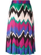 Salvatore Ferragamo Chevron Print Skirt, Women's, Size: 38, Pink/purple, Silk/acetate