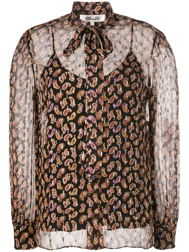 Diane Von Furstenberg Lanie Paisley Print Blouse - Black