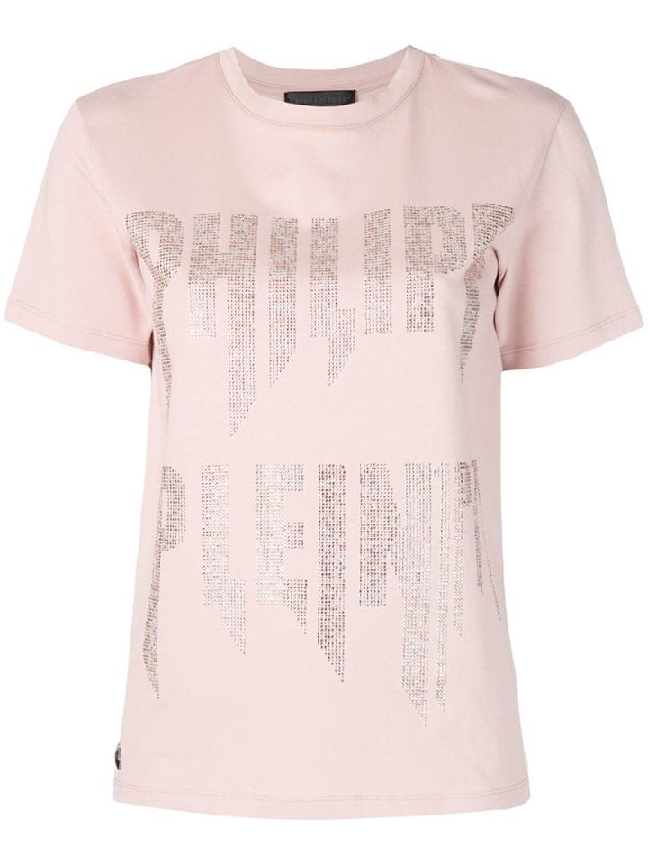 Philipp Plein Rhinestone Logo T-shirt - Pink