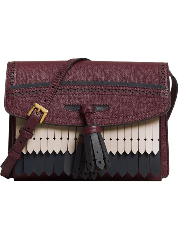Burberry Brogue And Fringe Detail Crossbody Bag - Red