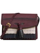 Burberry Brogue And Fringe Detail Crossbody Bag - Red