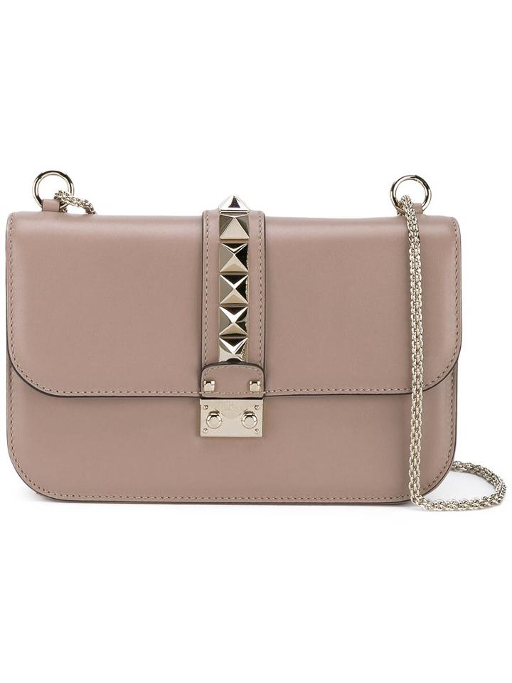 Valentino - Valentino Garavani 'glam Lock' Shoulder Bag - Women - Cotton/leather/metal - One Size, Nude/neutrals, Cotton/leather/metal