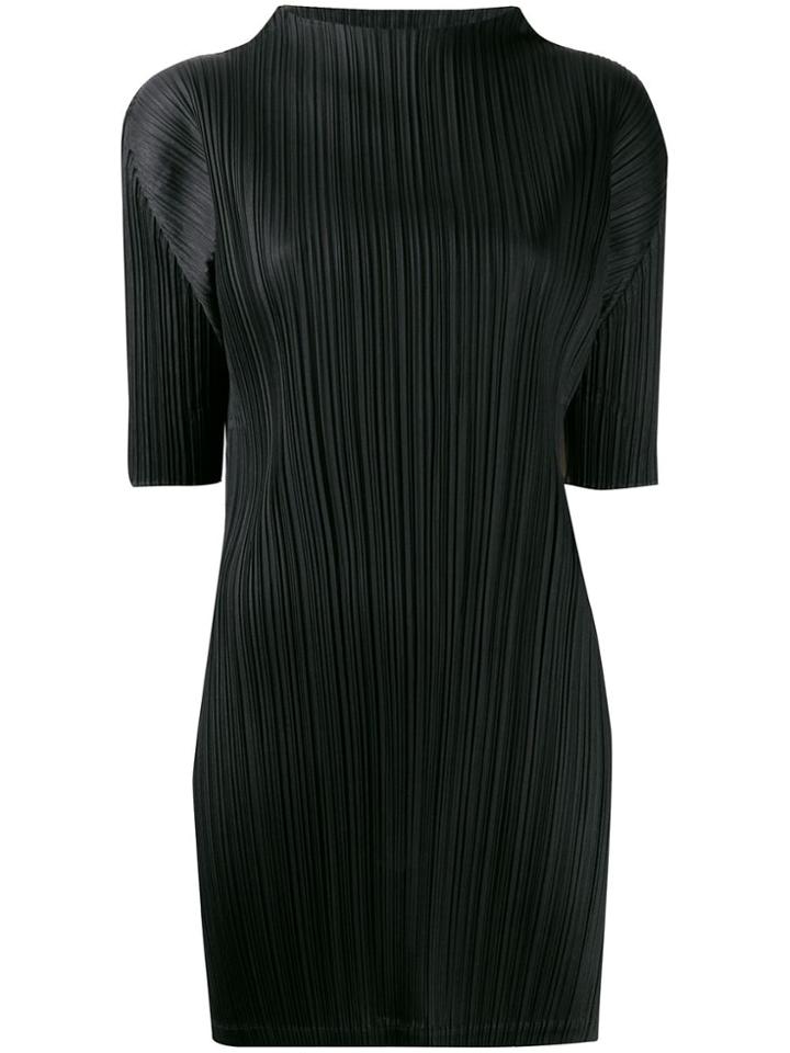 Pleats Please Issey Miyake Pleated Mock-neck Dress - Black