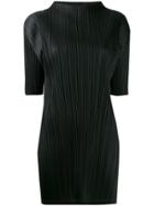 Pleats Please Issey Miyake Pleated Mock-neck Dress - Black