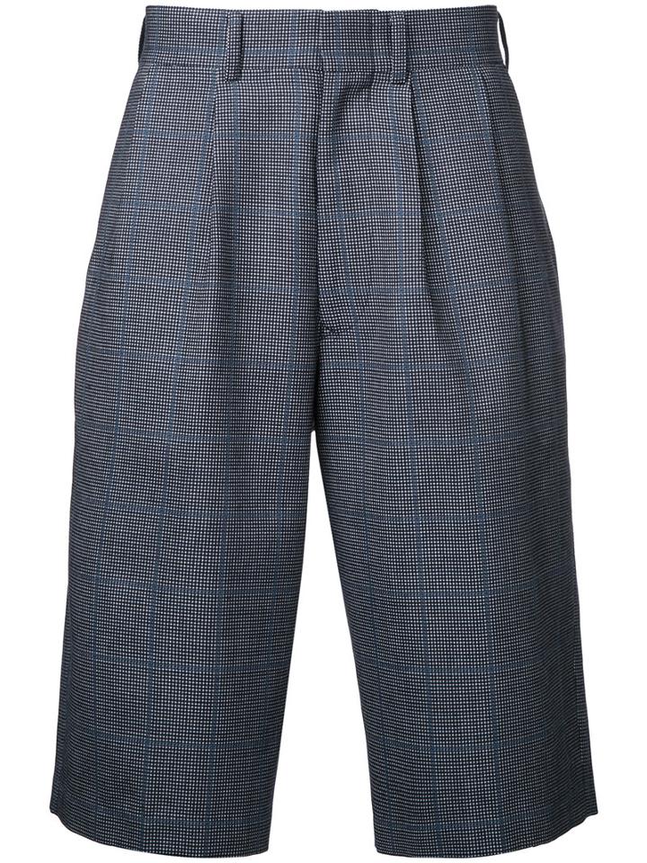 Junya Watanabe Comme Des Garçons Man Checked Tailored Shorts, Men's, Size: Small, Blue, Cotton/wool/silk