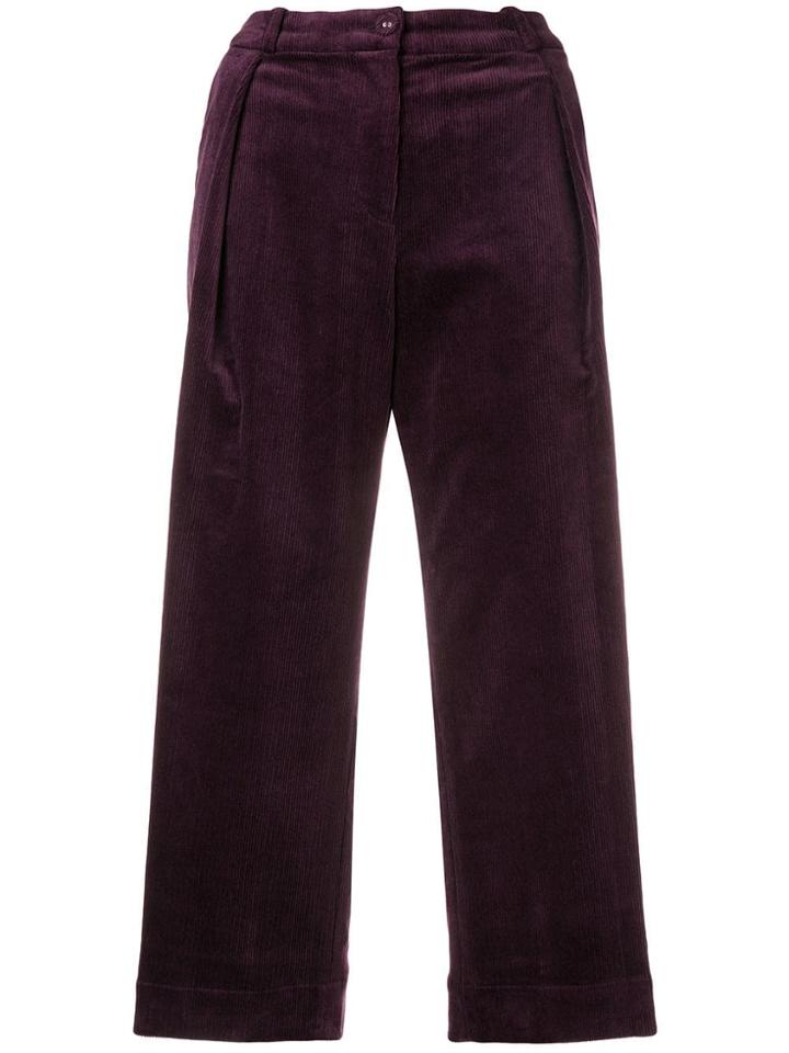 Peter Jensen Pleated Corduroy Trousers - Pink & Purple