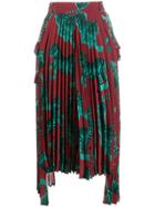 Just Cavalli Tiger Print Pleated Skirt - Red