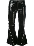 Marques'almeida - Studded Flared Trousers - Women - Polyester/polyurethane/spandex/elastane/acetate - 6, Black, Polyester/polyurethane/spandex/elastane/acetate