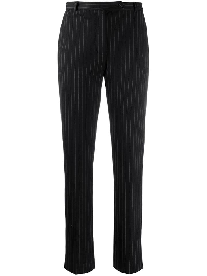 Styland Pinstripe Straight-leg Trousers - Black