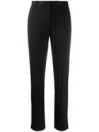 Styland Pinstripe Straight-leg Trousers - Black