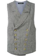Ermanno Gallamini - Check Waistcoat - Women - Cotton/linen/flax - L, Black, Cotton/linen/flax