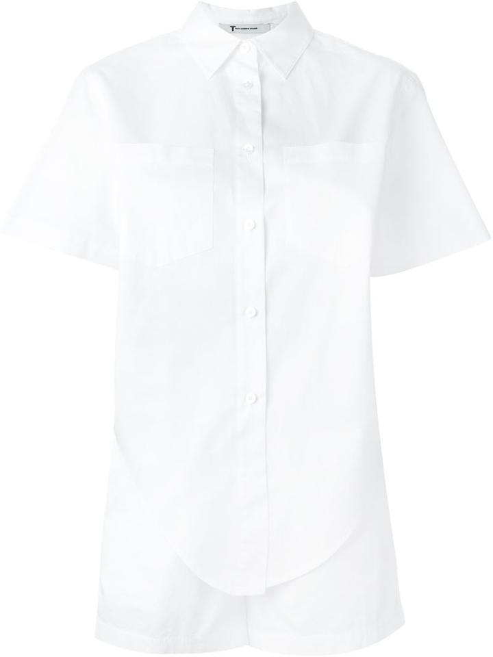 T By Alexander Wang Shirt-style Playsuit, Women's, Size: 4, White, Cotton