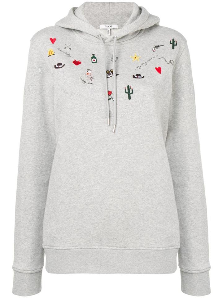 Ganni Oversized Hooded Sweatshirt - Grey