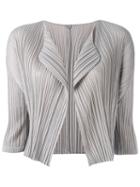 Pleats Please By Issey Miyake - Cropped Blazer - Women - Polyester - 5, Women's, Grey, Polyester