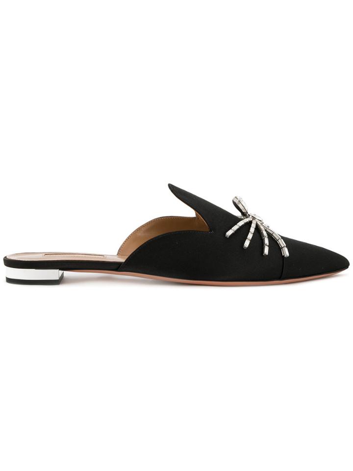 Aquazzura Crystal Spider Mules - Black