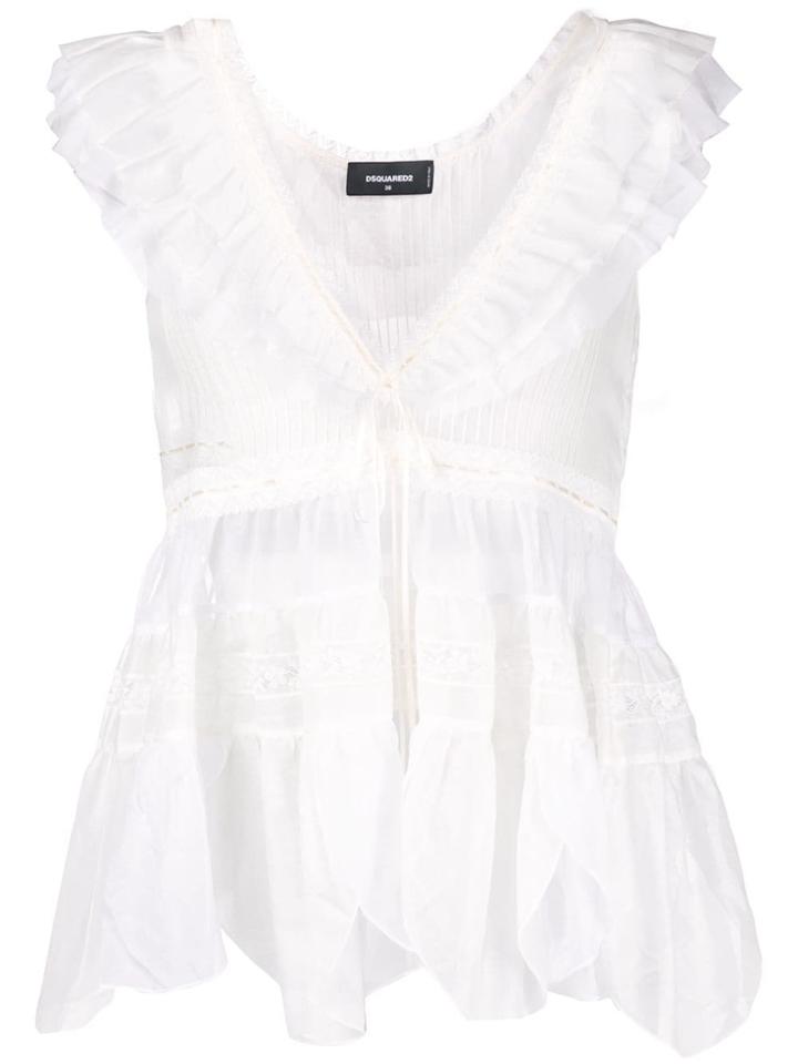 Dsquared2 Ruffled Lace Top - White
