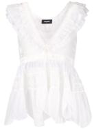 Dsquared2 Ruffled Lace Top - White