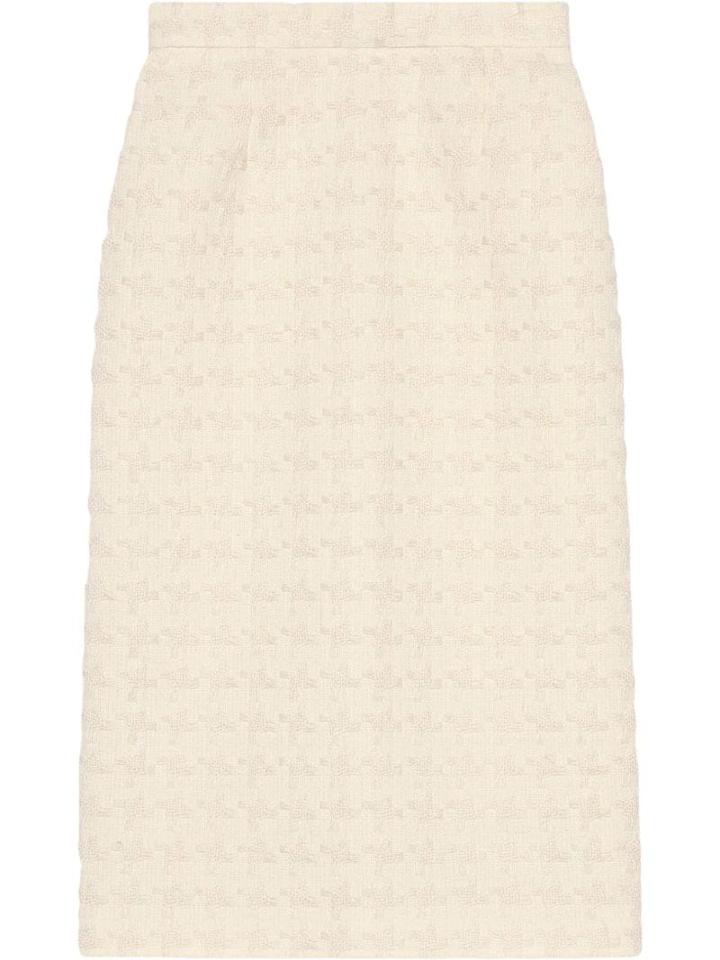 Gucci Houndstooth Tweed Skirt - White