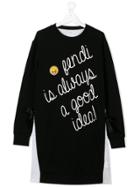 Fendi Kids Teen Slogan Jumper Dress - Black