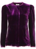 Love Shack Fancy Frayed Fitted Jacket - Pink & Purple