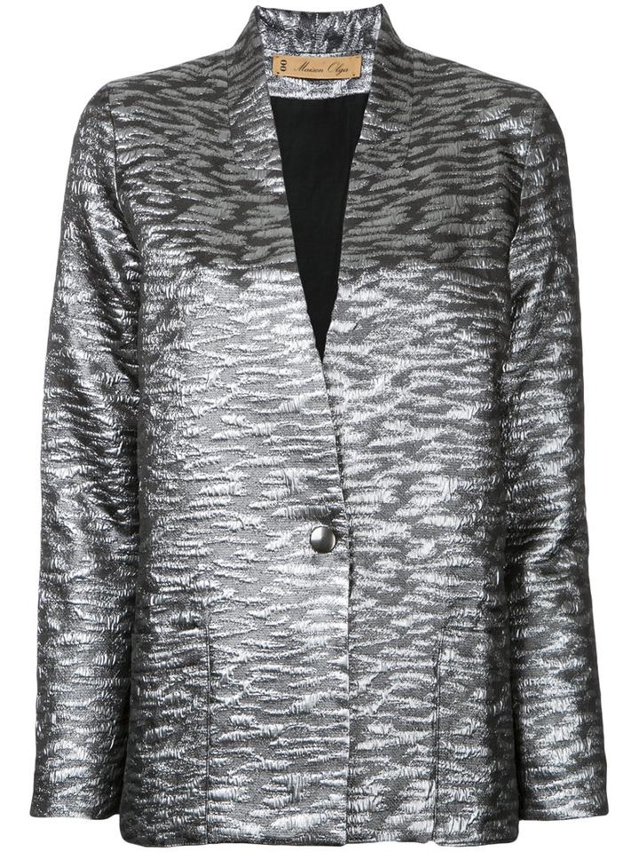 Metallic (grey) Blazer - Women - Cotton/polyester/viscose/metallized Polyester - 2, Cotton/polyester/viscose/metallized Polyester, Maison Olga