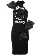 Moschino Criss-cross Halter Bow Dress, Women's, Size: 38, Black, Polyester/spandex/elastane/rayon/triacetate