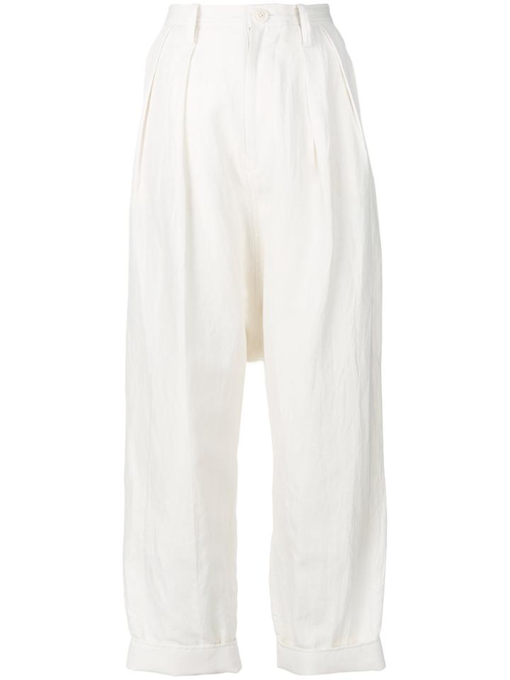 Yohji Yamamoto Pleated Tapered Trousers - Nude & Neutrals