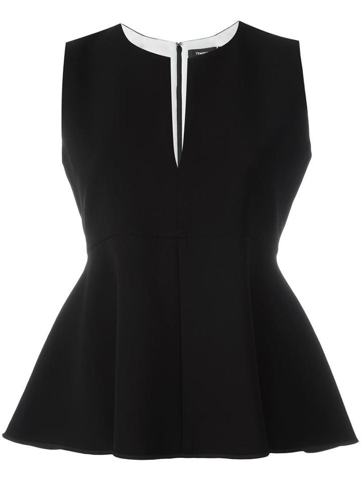 Theory Slash Neck Top, Women's, Size: Xs, Black, Polyester/triacetate