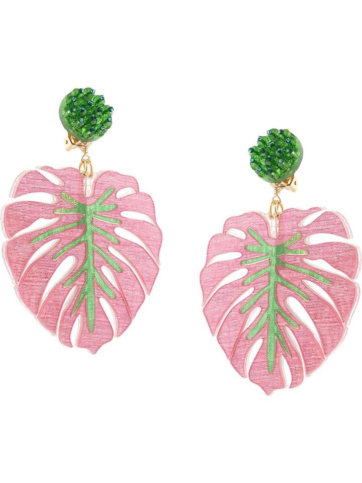 Mercedes Salazar Tropics Palm Oversized Earrings - Pink