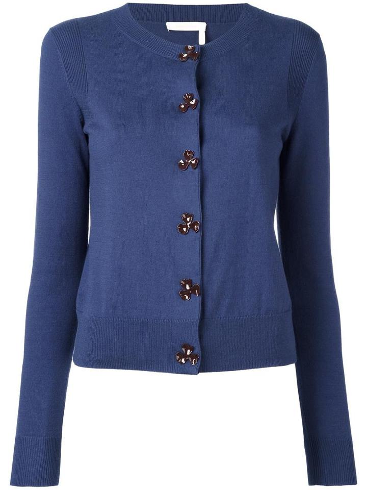 See By Chloé Round Neck Cardigan, Women's, Size: Small, Blue, Cotton