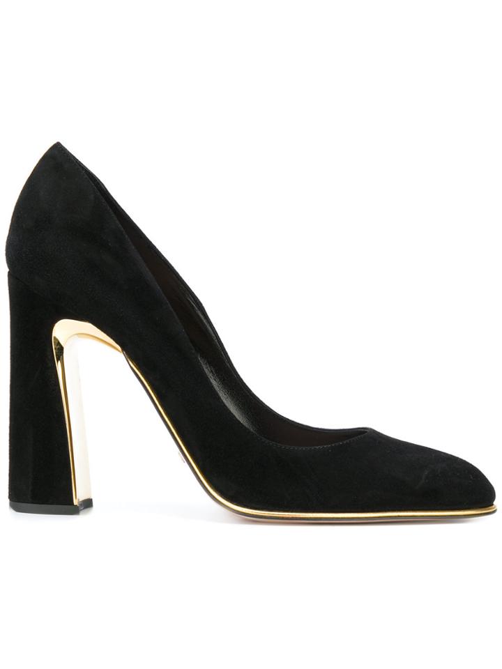 Sebastian Gold Trim Block Heel Pumps - Black