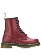 Dr. Martens Leather Ankle Boots - Red
