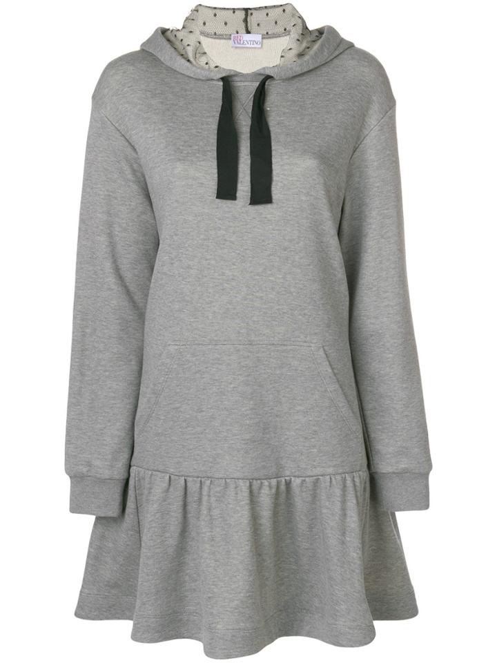 Red Valentino Flared Hem Hoodie Dress - Grey