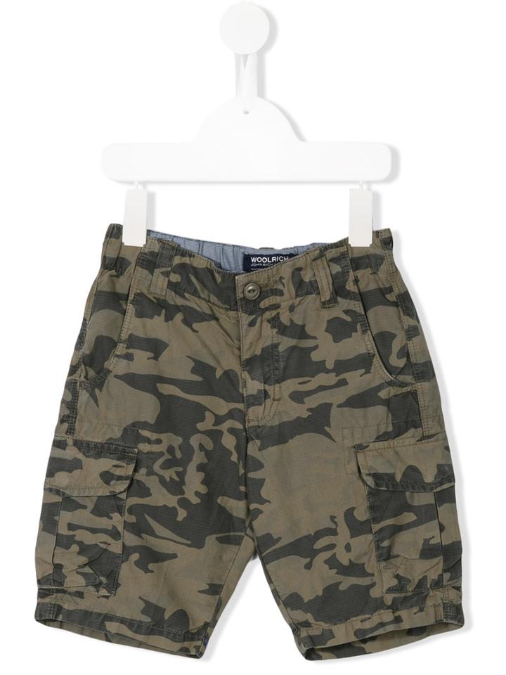 Woolrich Kids Camouflage Print Bermuda Shorts, Boy's, Size: 12 Yrs, Green
